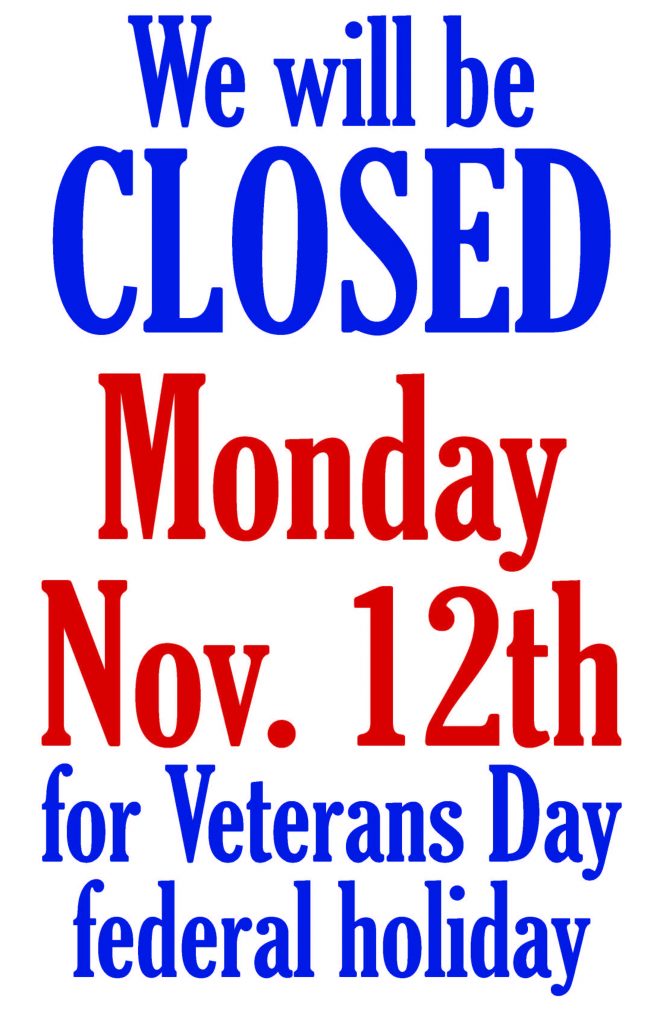 Closed for Veterans Day, Monday, November 12 Collective Copies